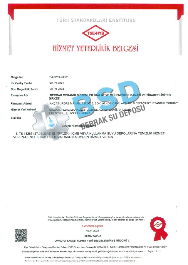 TSE HİZMET YETERLİLİK BELGESİ